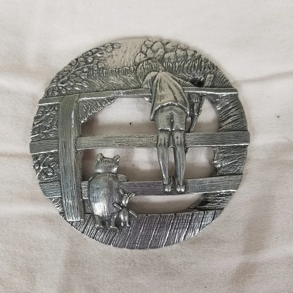 Danforth Pewter Winnie the Pooh Jar TopperVintage Silver Excellent Disney Lid